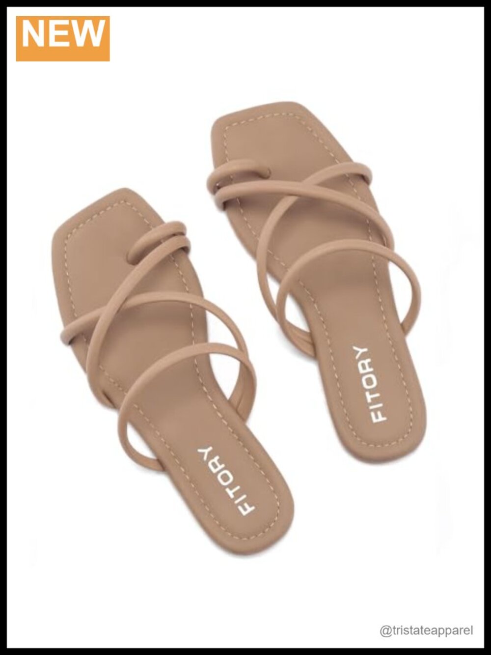Women's Slide Sandals Toe Ring Thong Strappy Flat Square Open Toe Slip On